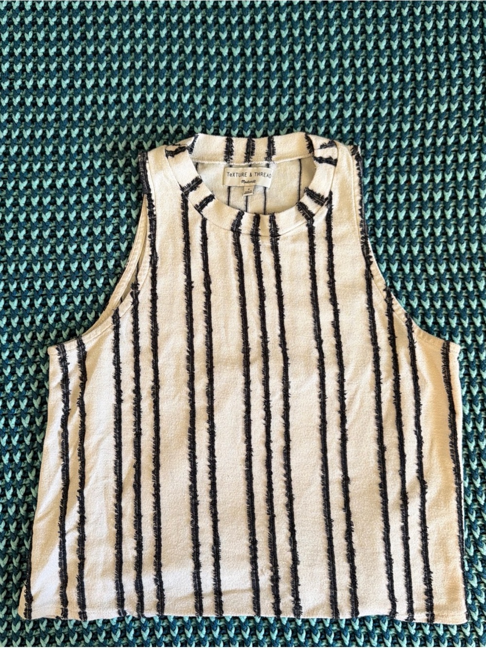 Madewell Cream Sleeveless Vertical-Stripe Tank